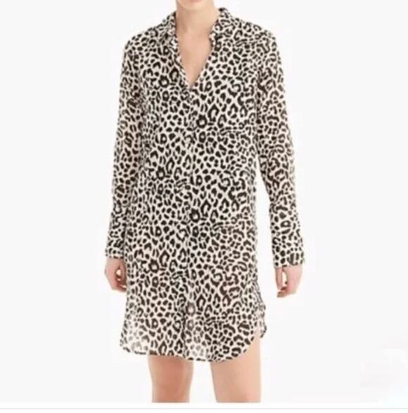 J. Crew Dresses & Skirts - J.Crew Leopard Print Swim Cover-Up Dress Size Small Sheer NWT
